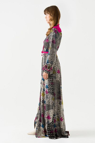 Jus De Pommes Women's Fuchsia Shawl Pattern Long Dress
