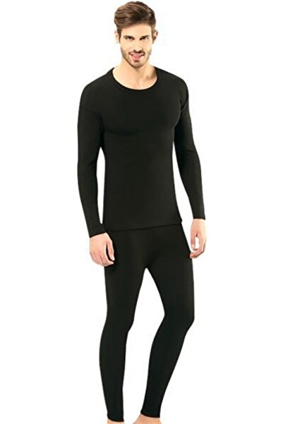bendengiy Ανδρικό Μαύρο Θερμικό Εσώρουχο Κάτω Σετ