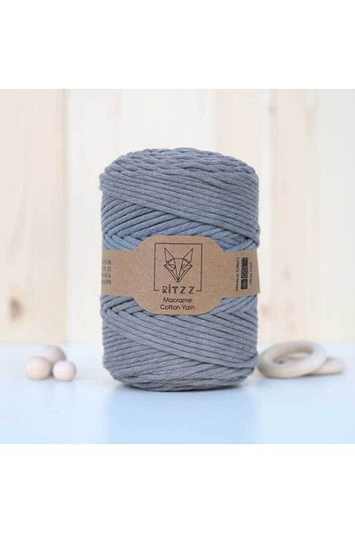 Ritzz Space Grey Μονό Στριφτό Βαμβακερό Σχοινί Μακραμέ Σχοινί // 3mm // 500 γραμμάρια