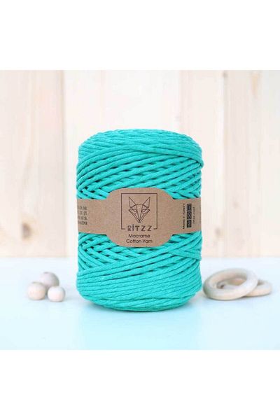 Ritzz Ocean Green Μονό Στριφτό Βαμβακερό Σχοινί Μακραμέ Σχοινί // 3mm // 500 γραμμάρια