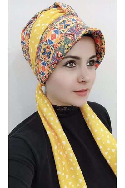 BAV Butik Ayvitrin المرأة منقوشة وشاح قبعة بونيه