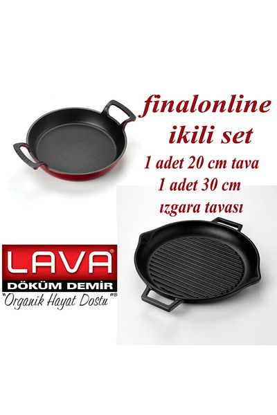 Lava Finalonline Double Cast Iron Set 30 Cm Grill Pan + 20 Cm Pan-Sahan Pan
