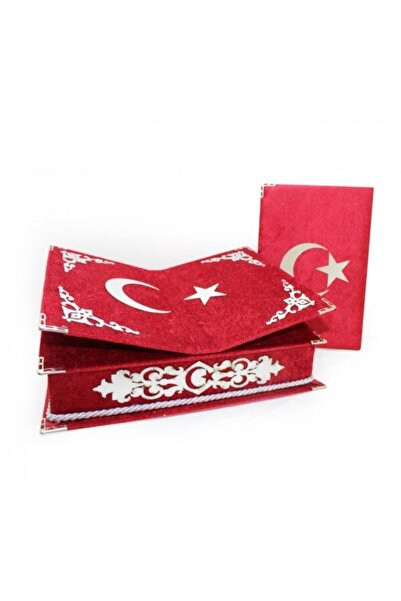 Haktan Yayın Dağıtım Türk Bayraklı Rahleli Kadife Kuranı Kerim