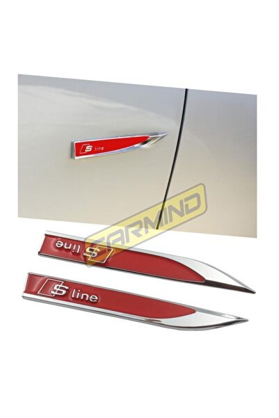 Carmind Audi S Line Metal Yan Çamurluk Logosu Kırmızı