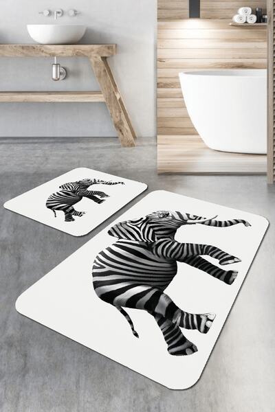 RugViva Digital Bathroom Rug Toilet Set 2 Piece Mat Set Bs223 60x90cm + 60x60cm