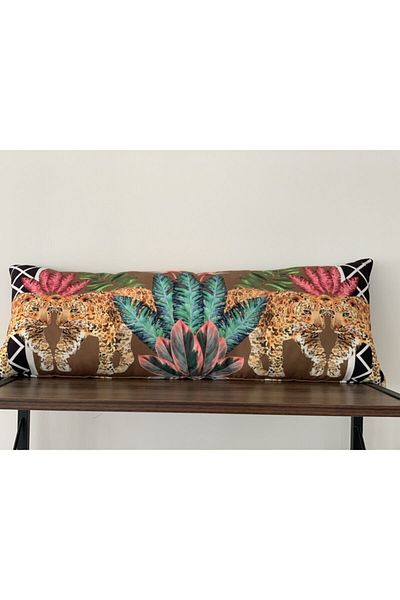 KIRLENTİM E713 Leopard Patterned Throw Pillow Cover with Bias on the Edges and Double Sides