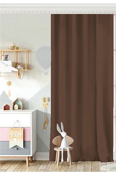 Realhomes Single Wing Brown Digital Printed Children's Room Background Curtain