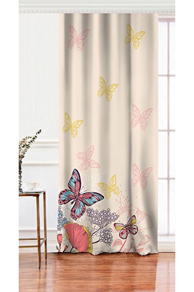 Realhomes Tek Kanat Modern Kelebek Dijital Baskılı Dekoratif Salon Fon Perdesi