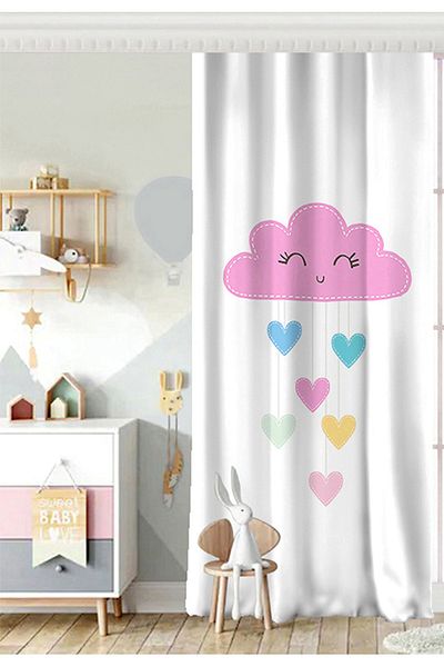 Realhomes Roz înnorat pe o singură aripă, fundal alb, baby Shower, camera copiilor, fundal perdea