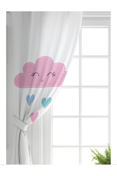 Realhomes Roz înnorat pe o singură aripă, fundal alb, baby Shower, camera copiilor, fundal perdea