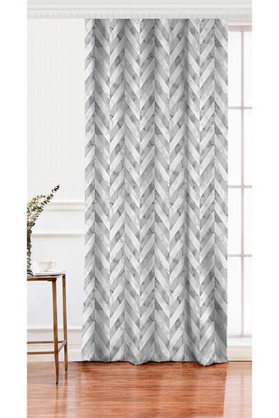 Realhomes Tek Kanat Geometrik Desenli Mermer Zeminli Modern Salon Fon Perdesi