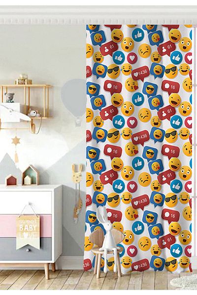 Realhomes Emoji cu o singură aripă și perdea de fundal pentru camera copiilor modernă imprimată digital