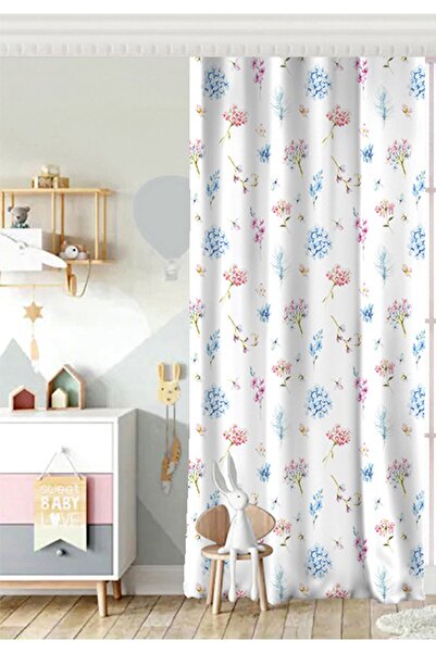 Realhomes Tek Kanat Özel Tasarım Çiçek Desenli Modern Fon Perde