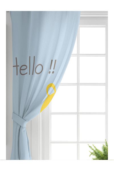 Realhomes O singură aripă Ursuleț de pluș galben Hello Motif Cortina de fundal pentru cameră pentru copii