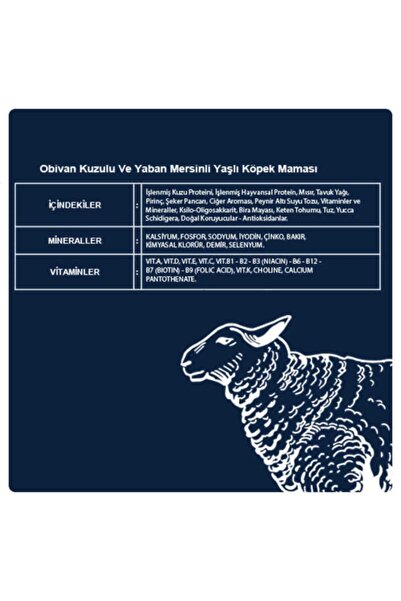 obivan Yaşlı - Kuzulu Köpek Maması 15 kg