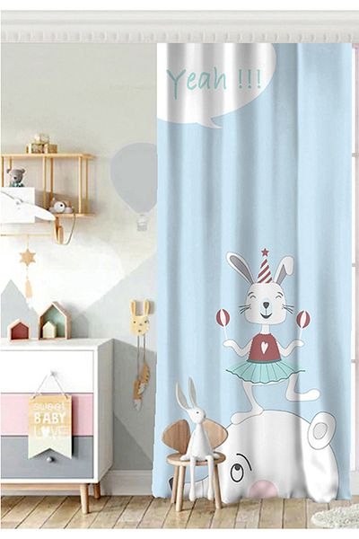 Realhomes O singură aripă Cute Circus Rabbit Cortina de fundal pentru cameră pentru copii