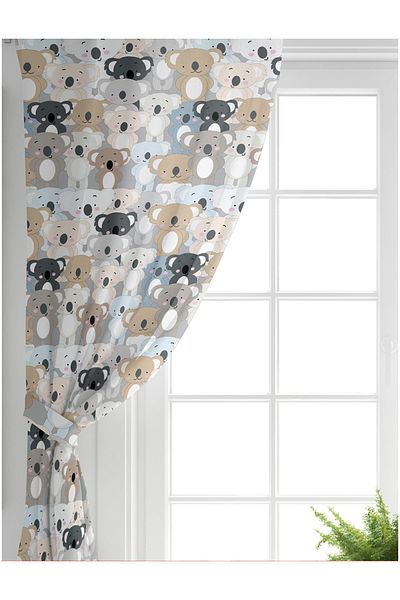 Realhomes Single Wing Teddy Bears Digital Printed Modern Children's Room Background Curtain