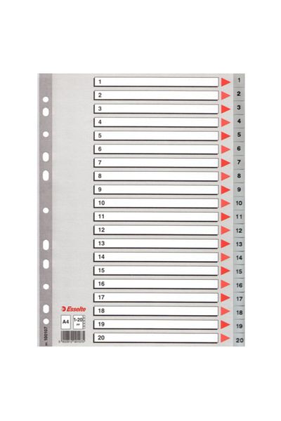 Esselte A4 Plastic Separator - Number 1-20, Model 100107