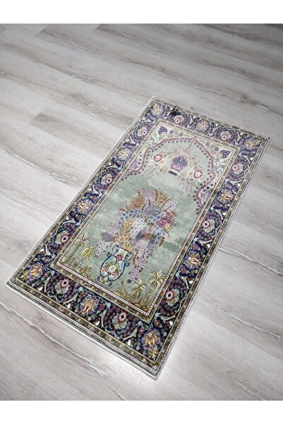 YAMALI home Yeşil Bambu Halı Seccade Sec16a Namazlık 70x110 cm