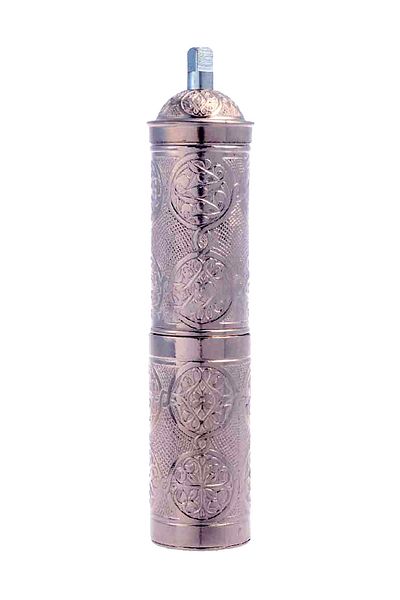 BAZAAR 4 Ottoman Nostalgic Coffee And Spice Hand Grinder Plain Silver Color