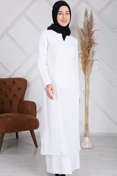 Reis Rochie Hijab albă cu două straturi pentru femei