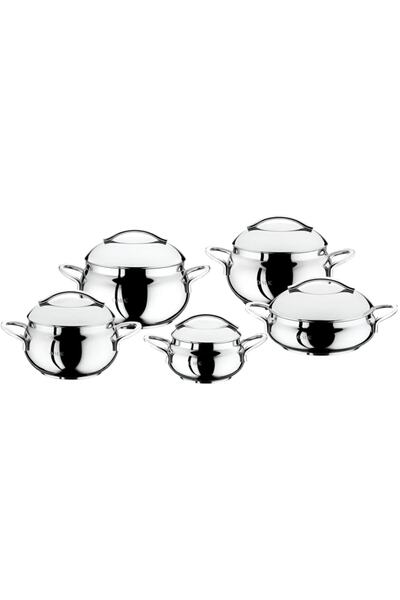 OMS PASLANMAZ 1008 10 Parça Çelik Küre Tencere Seti
