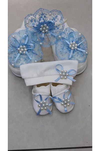 Dorya Papuci de Maternitate Crown Mother Baby Set Bow Pearl Crown Blue