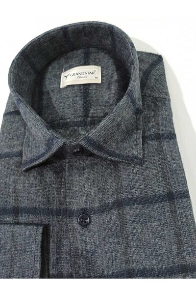 DCN Men's Gray Grandstar Classic Cut Wool Shirt-gs-986