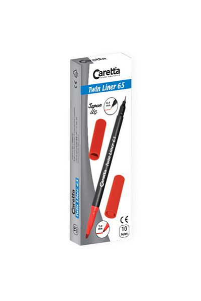 Caretta Twinliner Double Ended Felted Pen 0.4 Mm-1.0 Mm Black 10 Pieces 65/01