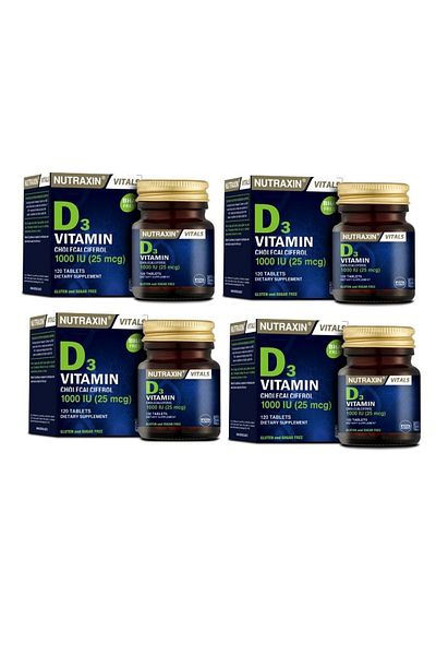 Nutraxin Vitamin D3 - 120 Tablets, 1000Pcs X 4 Pieces