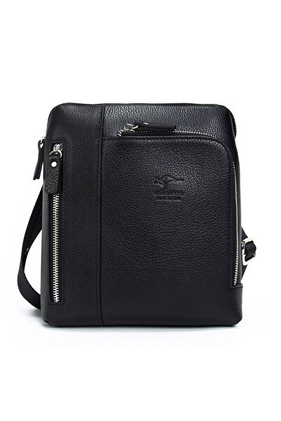 KANGAROO KINGDOM Siyah Erkek Postacı Çantası Hakiki Dana Deri 5969-s