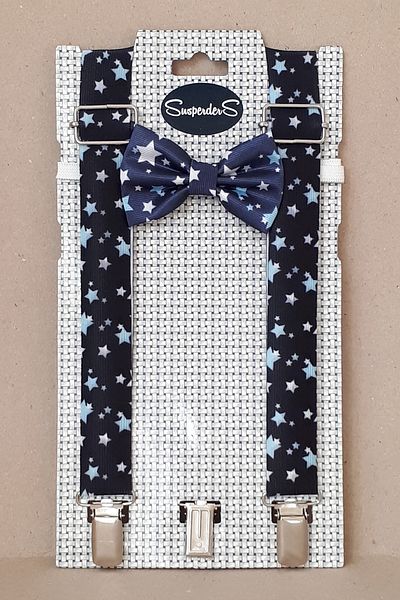 SuspenderS Boy's Star Patterned Trouser Suspenders and Bow Tie Printed Set