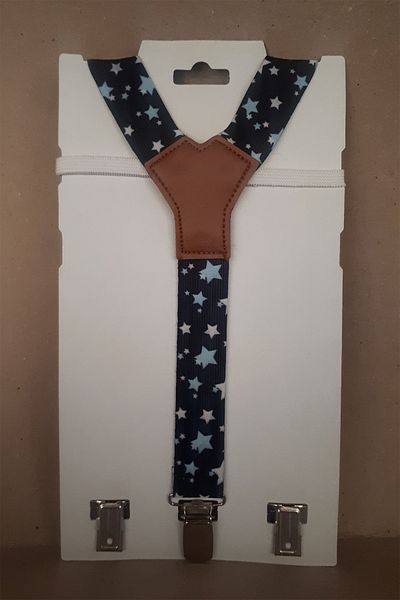 SuspenderS Boy's Star Patterned Trouser Suspenders and Bow Tie Printed Set
