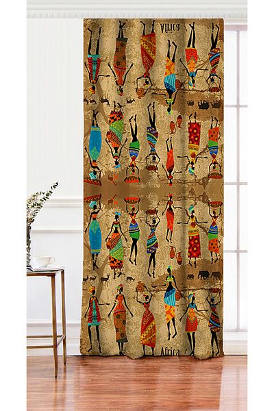 Realhomes Single Wing African Ethnic Patterned Digital Printed Modern Living Room Background Curtain