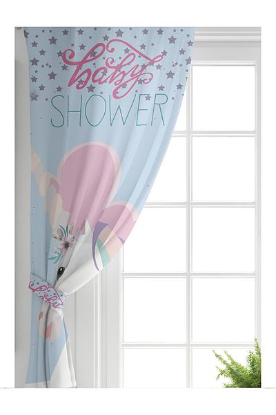 Realhomes Cortina de fundal pentru camera copiilor pentru baby shower cu model unicorn