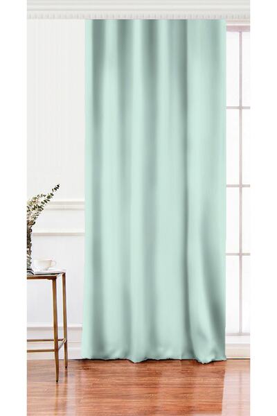 Realhomes Tek Kanat Mint Yeşili Renkl Dijital Baskılı Salon Fon Perdesi