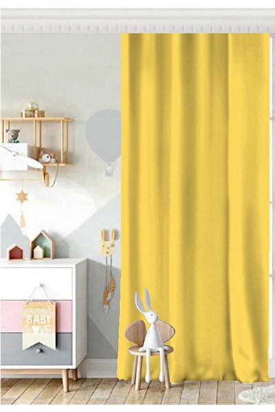 Realhomes Tek Kanat Sarı Renkli Dijital Baskılı Çocuk Odası Fon Perde