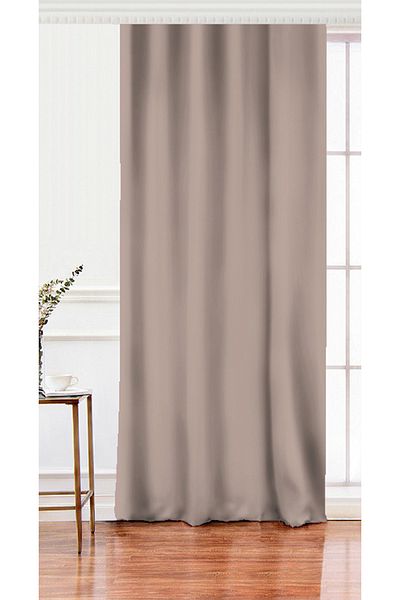Realhomes Single Wing Plain Mink Colored Digital Printed Living Room Background Curtain