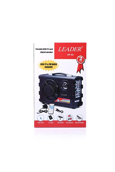 Leader Taşınabilir Toplantı Amfisi Usb Bluetooht Mikrofonlu Mevlit Hoparlörü Ap-80