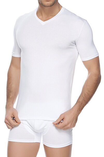 Tutku Men's V-Neck Ribbed Undershirt Set of 5