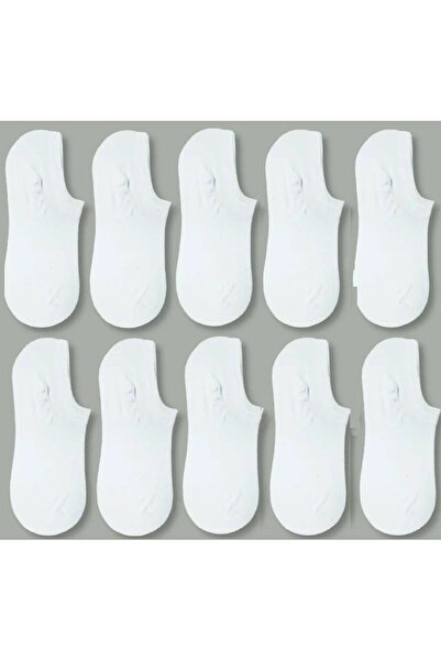 çorapmanya 10 Çift Kadın Beyaz Bambu Görünmez (sneaker) Spor Ayakkabı Çorabı