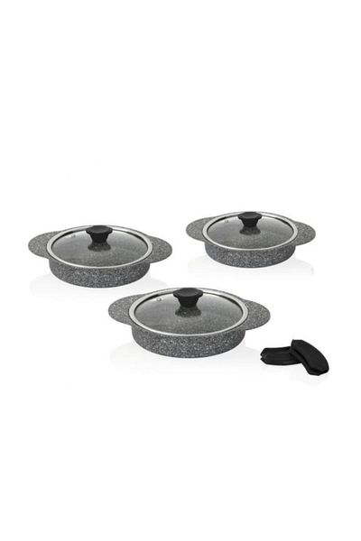 Taç Granit Plus 3-Piece Saucepan Set Silicone Gray 16-18-20cm Tac-3182