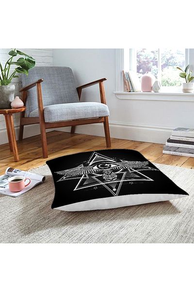 Realhomes Pernă de podea cu design special imprimat digital cu motiv al treilea ochi - înaripată