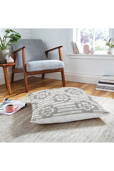 Realhomes Pernă de podea imprimată digitală cu motiv floral pentru podea din denim