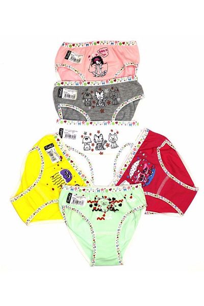 Tutku Pachet de 6 chiloți colorați din bumbac Lycra pentru fete