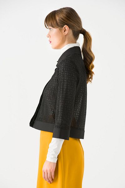 Jus De Pommes Women's Black Transparent Snap Blouse