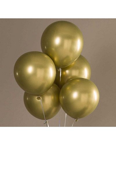 Parti dolabı Chrome Metallic Balloon Gold 5 Pack