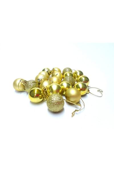 whitetech زينة شجرة صنوبر السنة الجديدة كرة لوكس لطيفة لون ذهبي 3 سم 40 قطعة ...