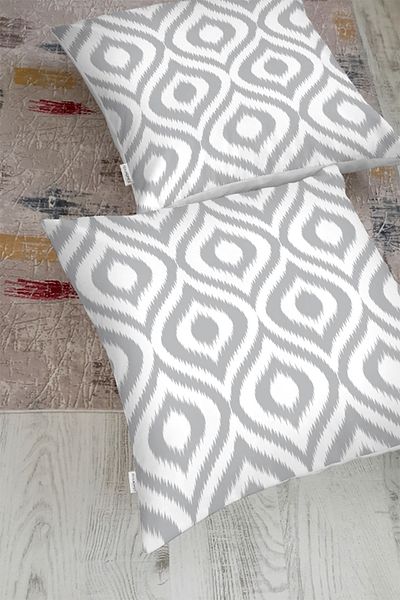 Realhomes Pernă de podea imprimată digital cu model Ikat gri cu design special