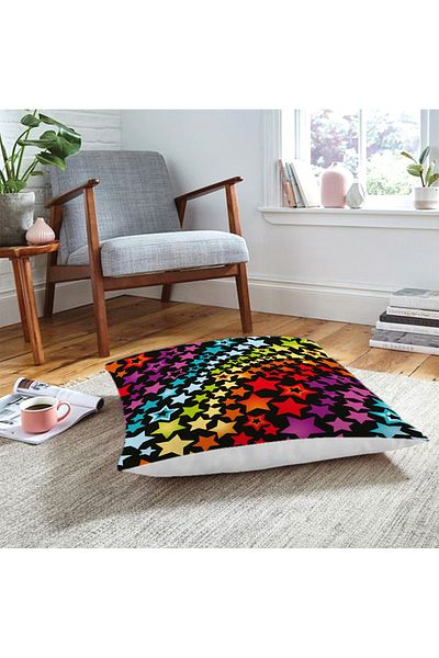 Realhomes Pernă de podea imprimată digital cu design special cu stele colorate